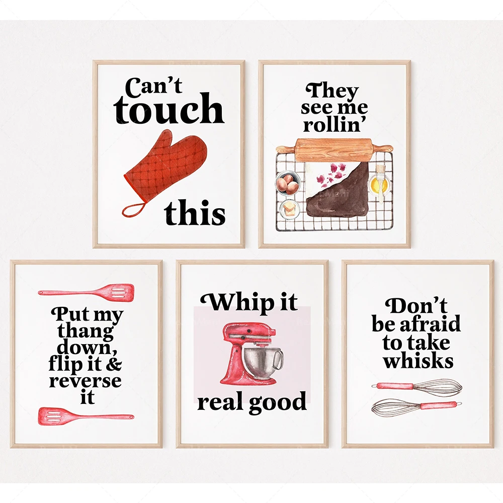 Kitchen Baking Wall Art - 재미있는 베이킹 인용문 포스터, 음식 농담