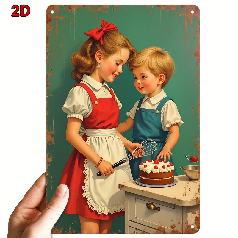 Kitchen Baking Wall Art - 8x12인치 금속 양철 간판 형제자매 베이킹