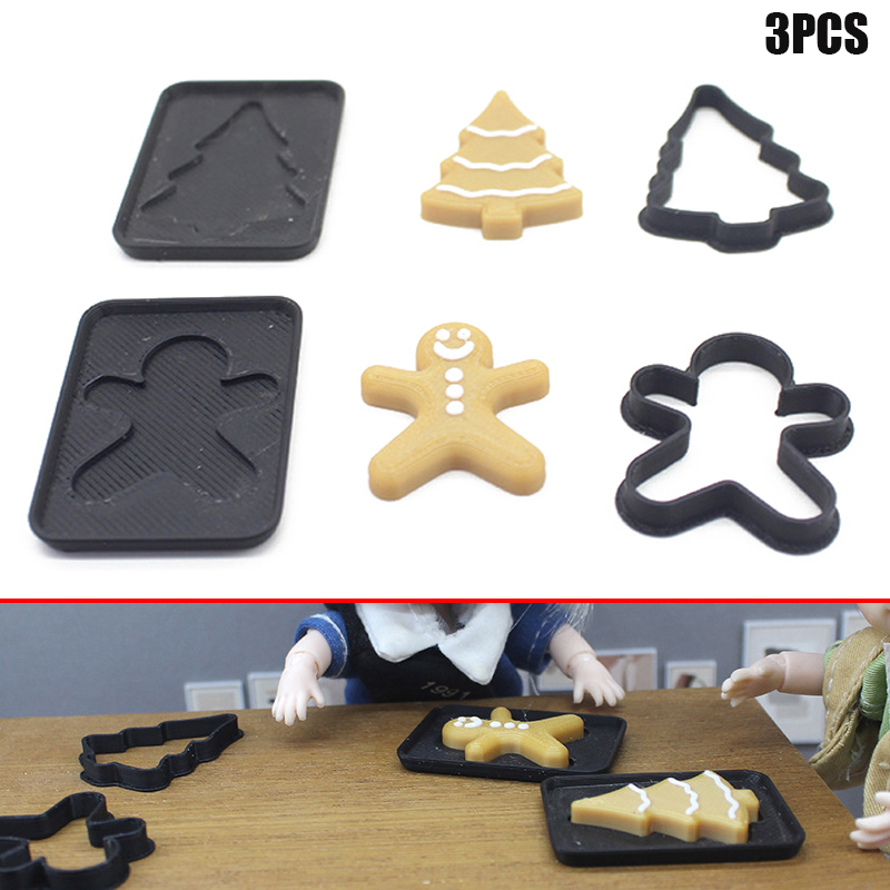 Miniature Baking Kitchen - 3개 미니어처 인간형 진저브레드맨 크리스마스 베이킹