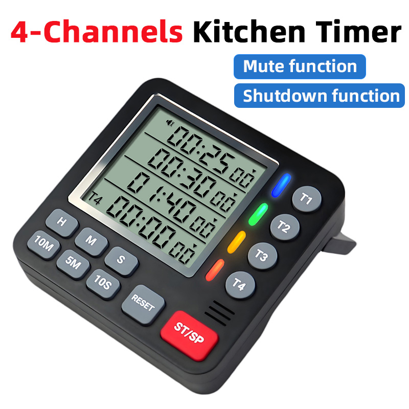Kitchen Baking Timer - 디지털 주방 타이머 4채널 대형 디스플레이,