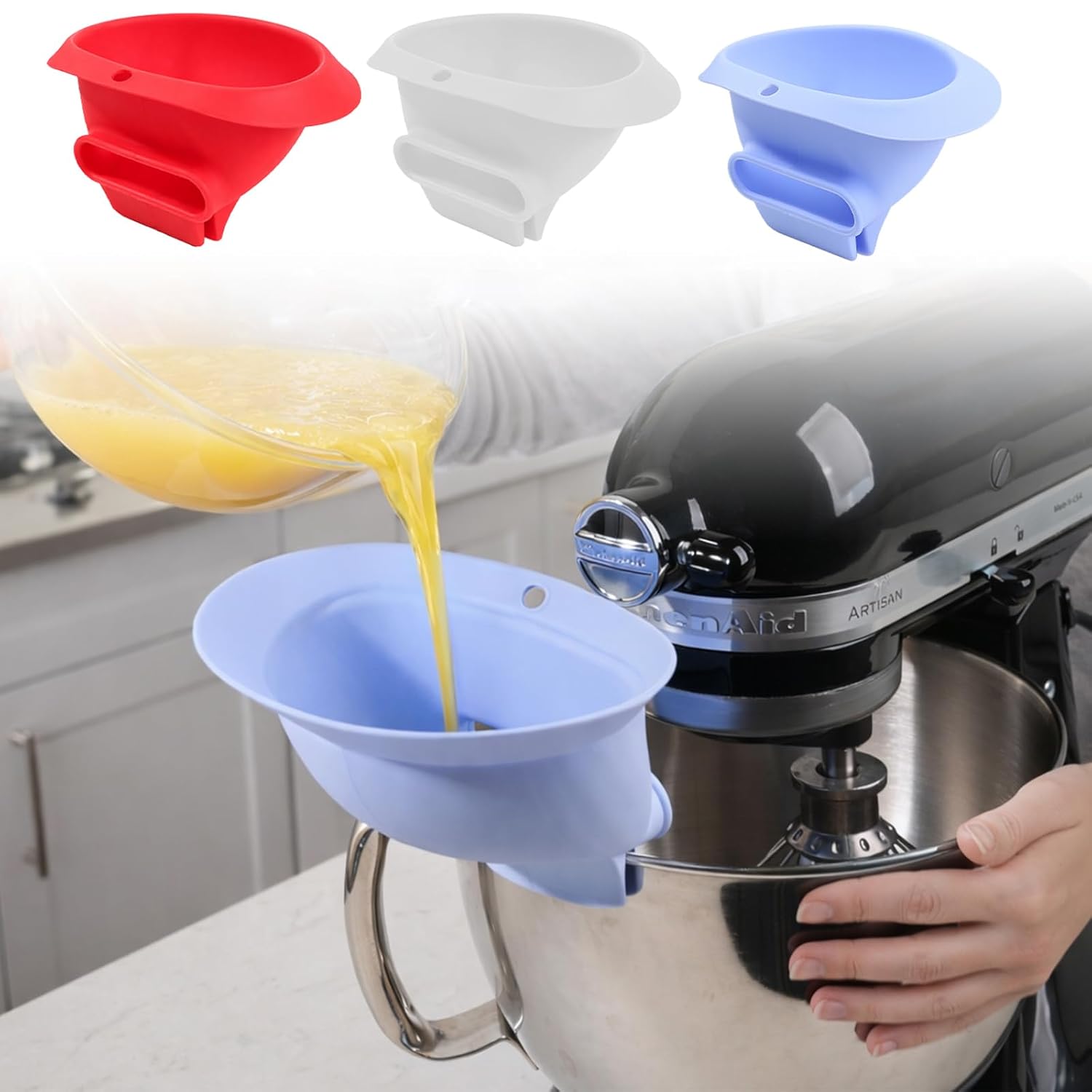 Kitchen Aid Baking Bread - 키친에이드 믹서용 실리콘 밀가루 깔때기, 블루