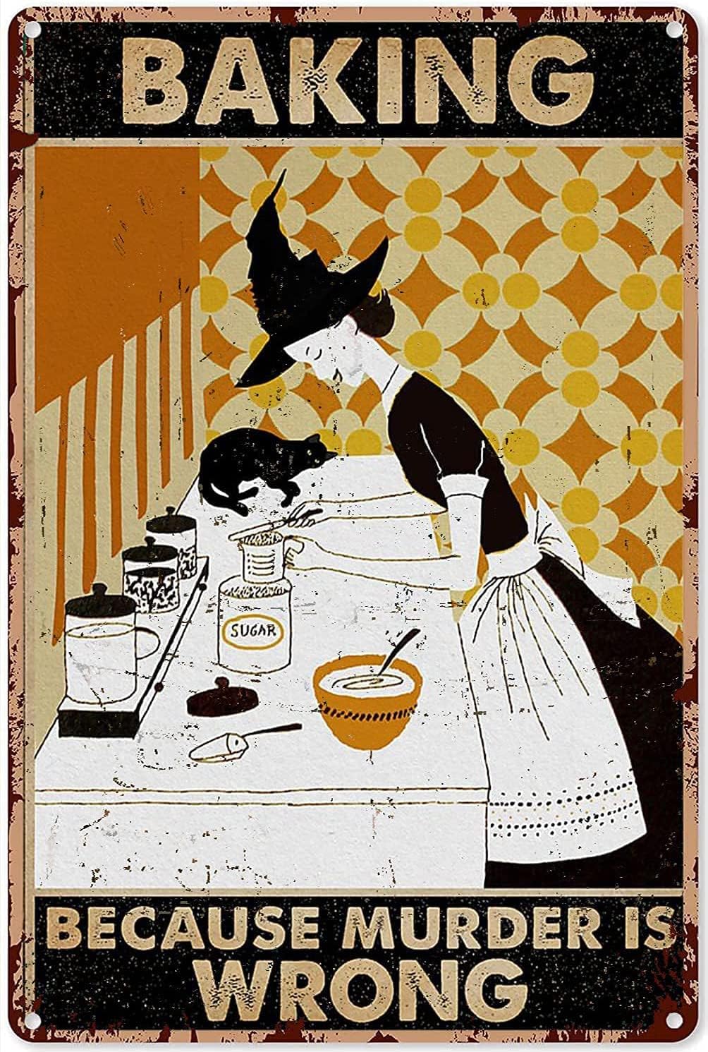 Kitchen Witch Baking - 마녀 베이킹 장식 주방 표지판 검은