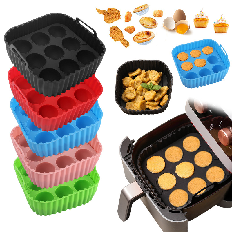 Kitchen Baking Tray Set - 2개 실리콘 에어프라이어 라이너 & 머핀