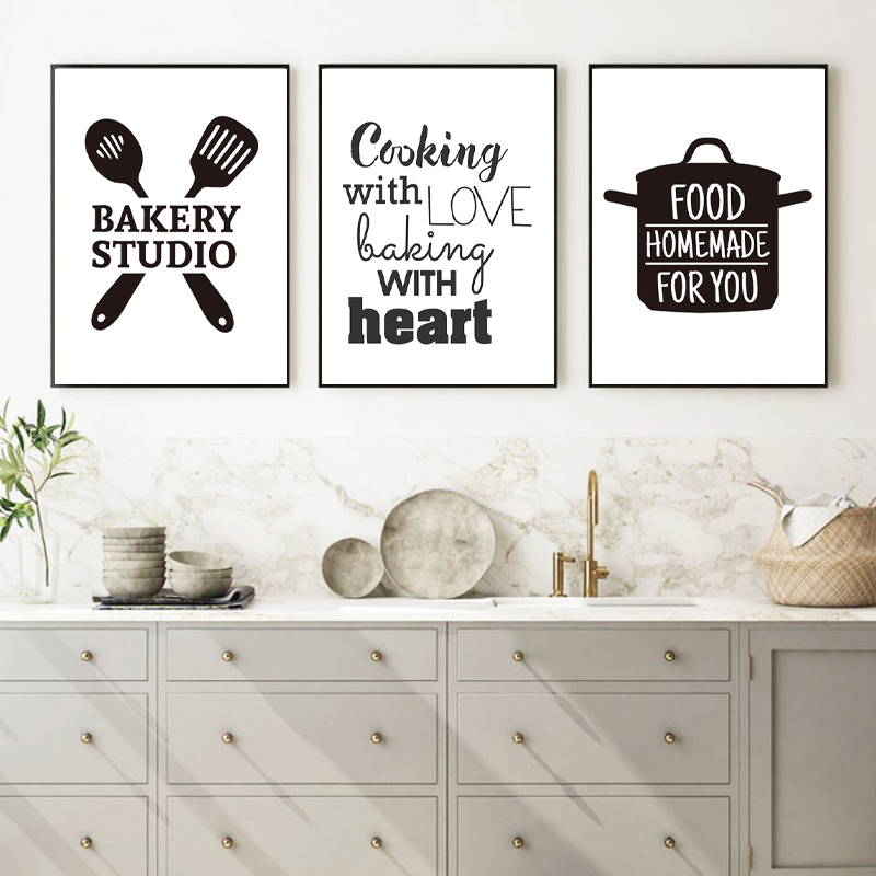 Kitchen Baking Wall Art - 사랑으로 요리하기 주방 명언 벽 장식