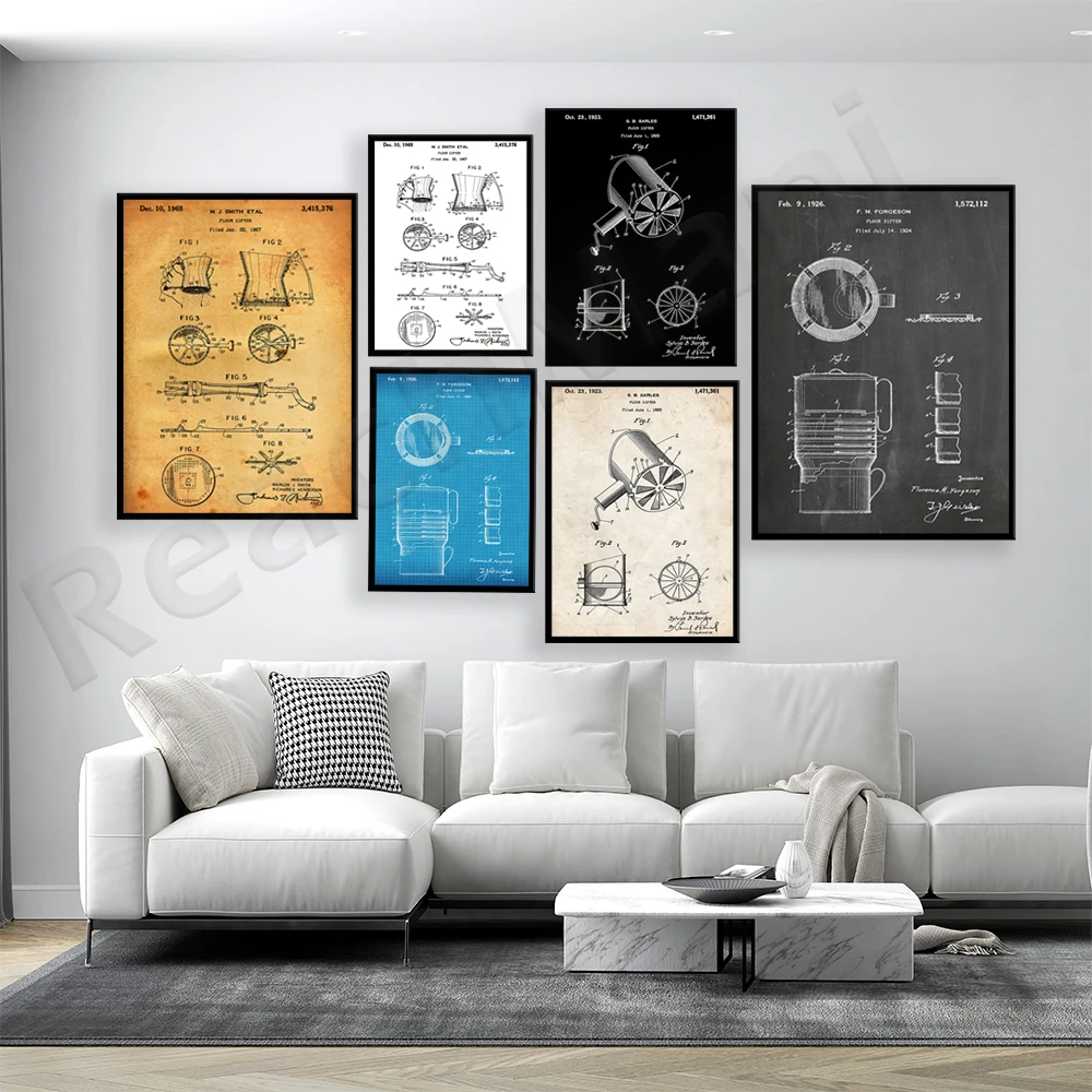 밀가루 체 1926년 특허 프린트, 베이킹 주방 벽 예 - Kitchen Baking Wall Art 리뷰 및 가격