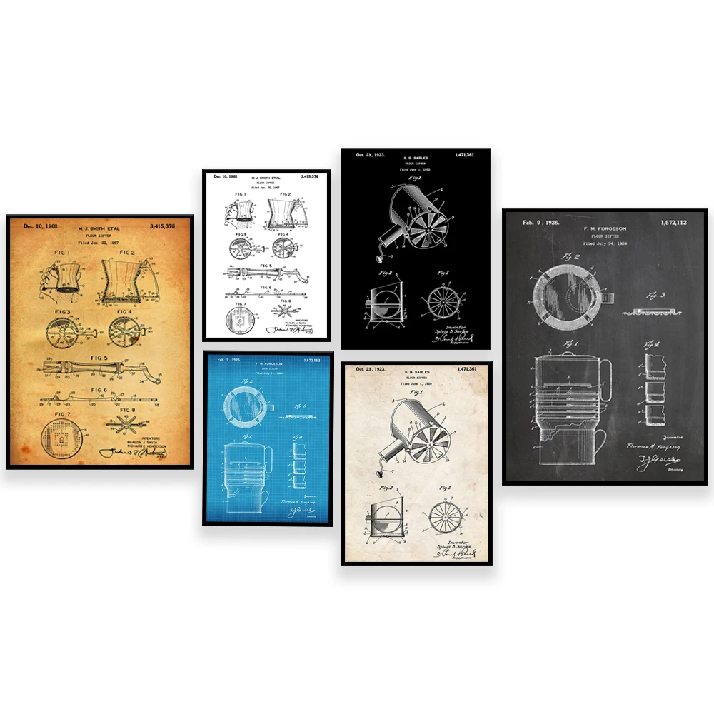밀가루 체 1926년 특허 프린트, 베이킹 주방 벽 예 - Kitchen Baking Wall Art 리뷰 및 가격