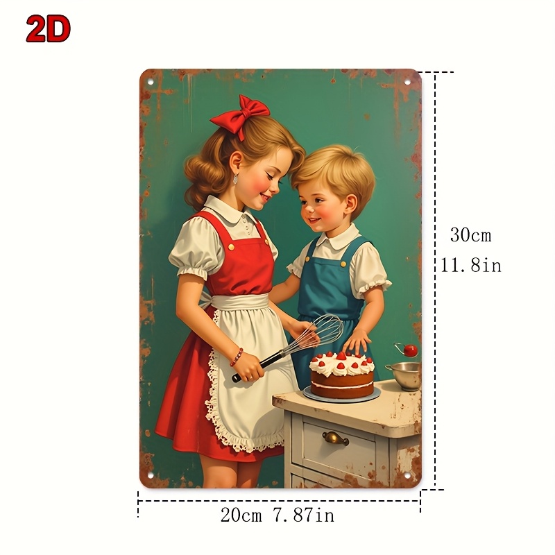 8x12인치 금속 양철 간판 형제자매 베이킹 딸기 케이 - Kitchen Baking Wall Art 리뷰 및 가격