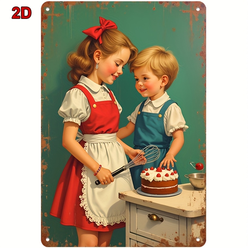 8x12인치 금속 양철 간판 형제자매 베이킹 딸기 케이 - Kitchen Baking Wall Art 리뷰 및 가격