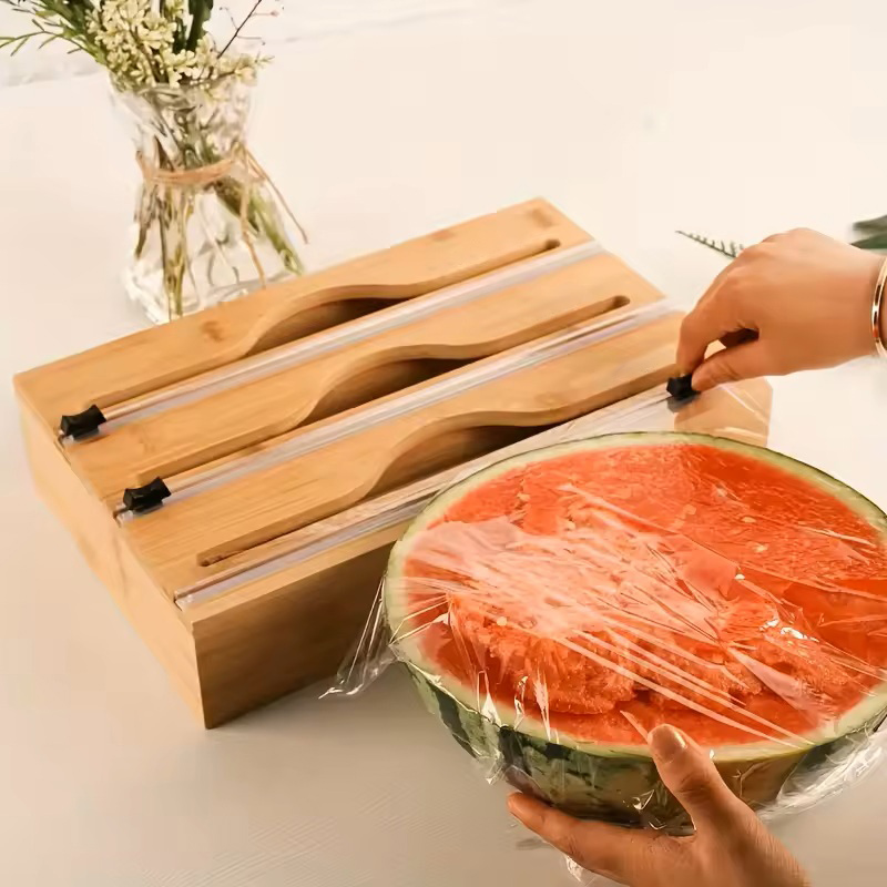 3 in 1 대나무 호일 랩 커팅 박스 벽걸이형 보관  - Kitchen Baking Tray Storage 리뷰 및 가격
