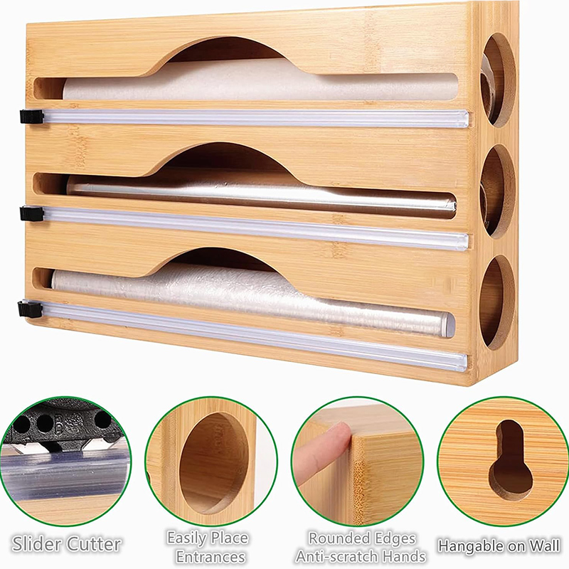 3 in 1 대나무 호일 랩 커팅 박스 벽걸이형 보관  - Kitchen Baking Tray Storage 리뷰 및 가격