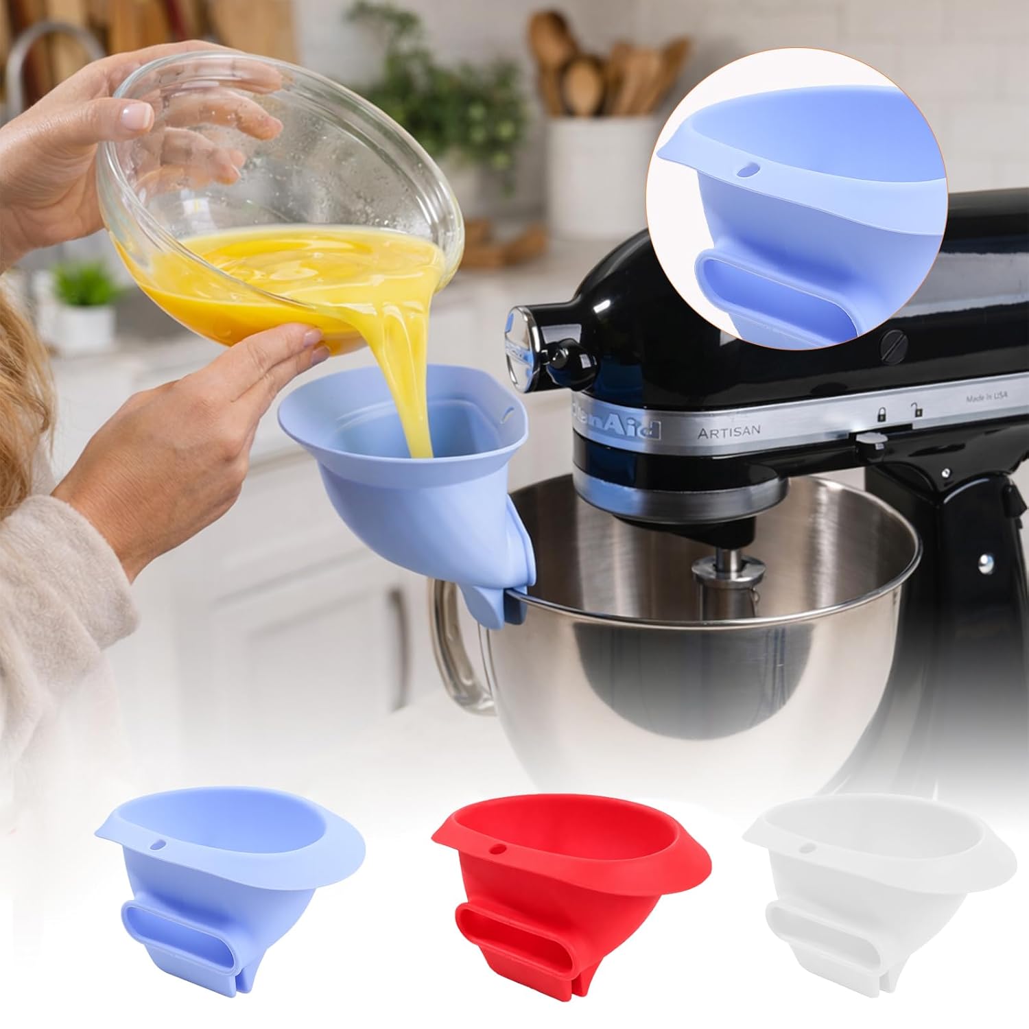 키친에이드 믹서용 실리콘 밀가루 깔때기, 블루 밀가루  - Kitchen Aid Baking Bread 리뷰 및 가격