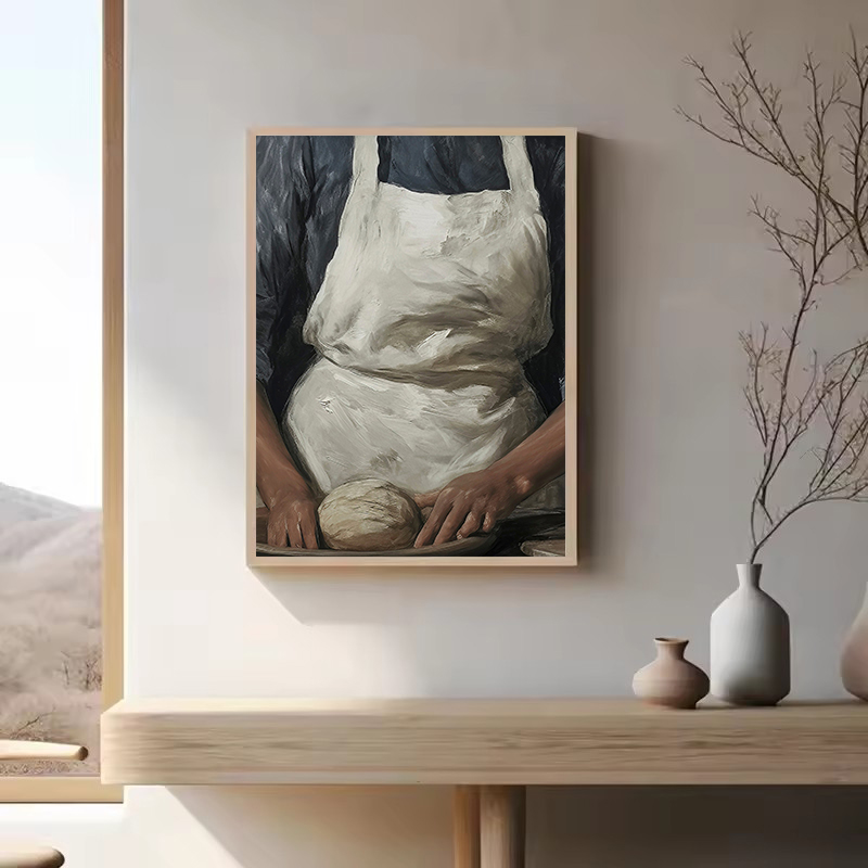 프랑스 주방 여자 빵 굽는 파란색 수국 국가 풍경 빈티 - Kitchen Baking Wall Art 리뷰 및 가격