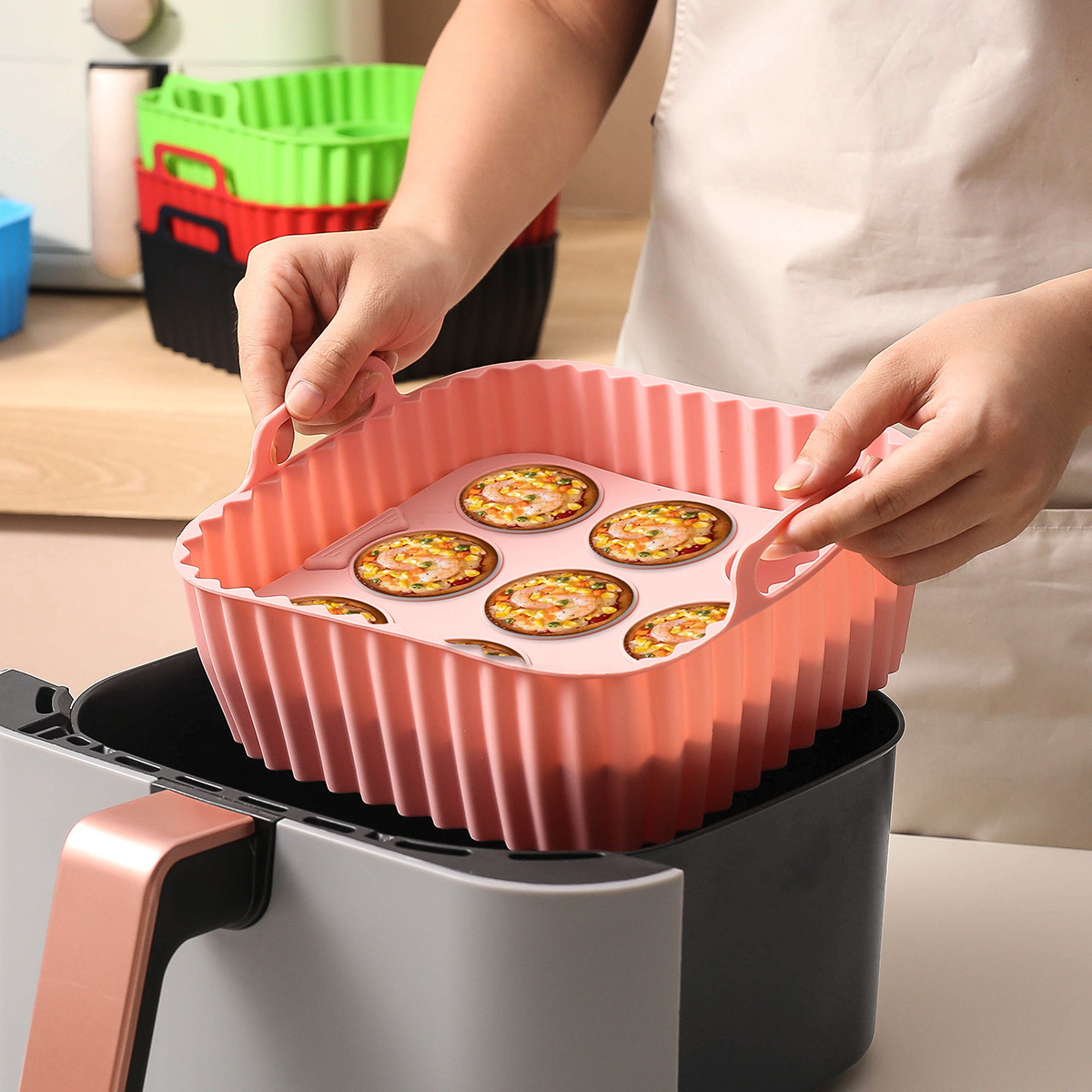 2개 실리콘 에어프라이어 라이너 & 머핀 팬 세트 재사 - Kitchen Baking Tray Set 리뷰 및 가격